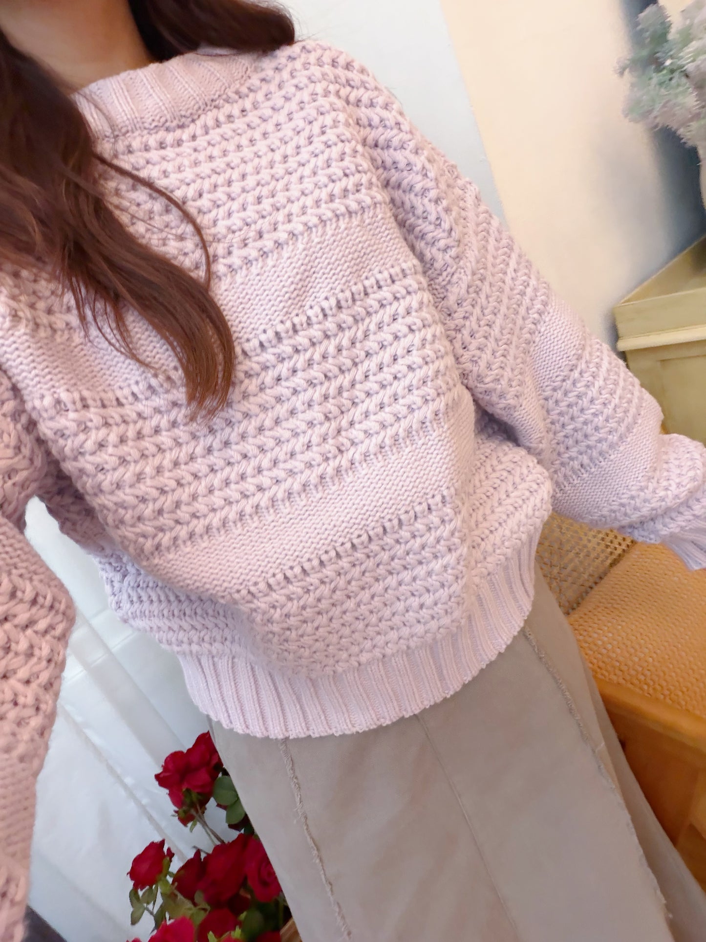 CU 粉色麻花冷衫