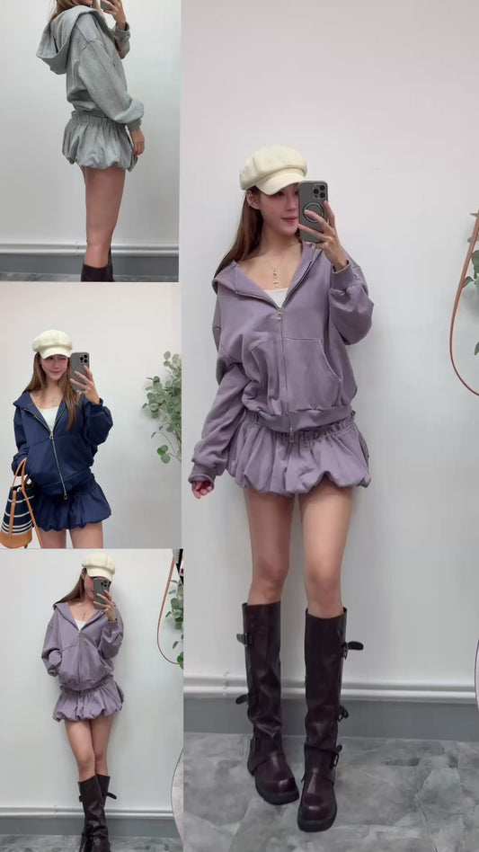 秋冬必穿candy 泡泡裙褲衛衣套裝